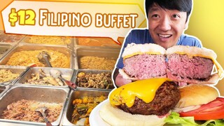 $12 All You Can Eat FILIPINO BUFFET & Country’s BEST BURGER?!
