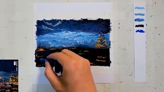 [Oil Pastel] Speed Paint, pemandangan dari Heaven Official's Blessing, jalanan dalam kegelapan, semu