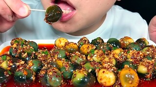 Eat and listen to the sound of quail skinned eggs!