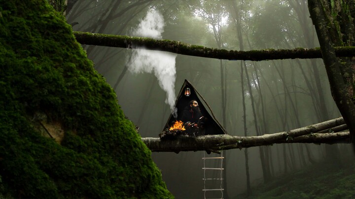 3 Days SOLO in FOGGY VALLEY , rain , survival , and challenges in the wild