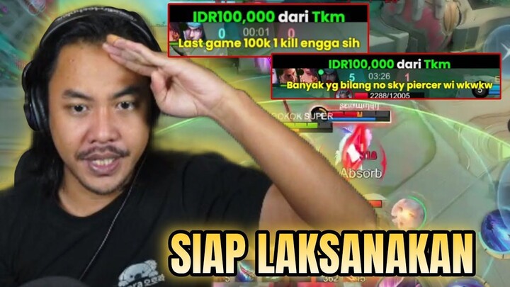 LAGI DAN LAGI CHALLENGE  - 1 KILL = 100K NO SKYPIERCER - Mobile Legends
