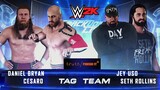 Daniel Bryan and Cesaro VS Jey Uso and Seth Rollins - SMACKDOWN FULL MATCH | WWE2K Gameplay