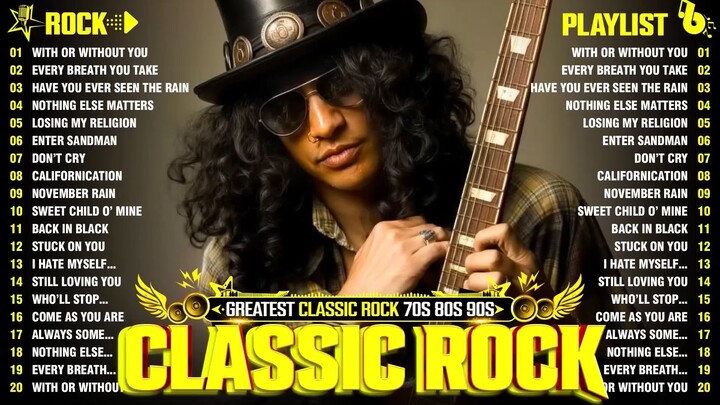 Nirvana, Led Zeppelin, Bon Jovi, Aerosmith, U2, ACDC - Classic Rock Songs 70s 80