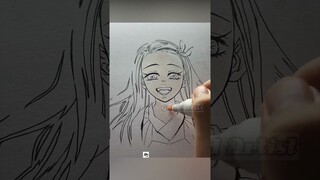 🎋 DRAWING 🌸 👘 NEZUKO WITH REAL SOUND #asmr #asmr #satisfying #shorts #demonslayer #nezuko