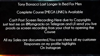 Tony Bonacci Last Longer In Bed For Men Course Download