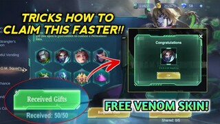TRICKS TO CLAIM FREE VENOM SKINS FASTER IN NEW EVENT VENOM SQUAD GIFT! MOBILE LEGENDS