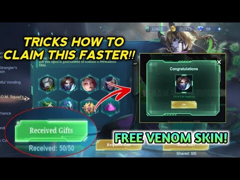 TRICKS TO CLAIM FREE VENOM SKINS FASTER IN NEW EVENT VENOM SQUAD GIFT! MOBILE LEGENDS