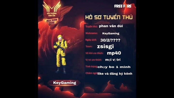 [ Garena Freefire] Cách làm hồ sơ tuyển thủ cực dễ và bao ngầu trong freefire|| KeyGaming