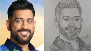 Drawing sketch of Mahendra Singh Dhoni using The Loomis Method 💫