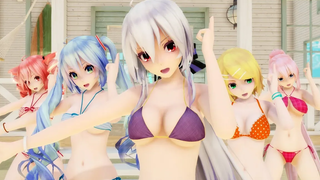 MMD 3Change Ikki Tousen Haku Miku Teto Luka Rin Gumi (กล้องติดตัว)