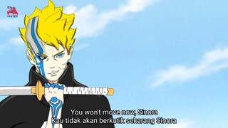 Boruto dan Otsutsuki Zenaku berhasil melukai Otsutsuki Sinora - Boruto Two Blue Vortex 586