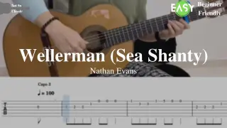 Wellerman - Nathan Evans | Fingerstyle Guitar TAB (Full + Easy) | Learn in 5 minutes