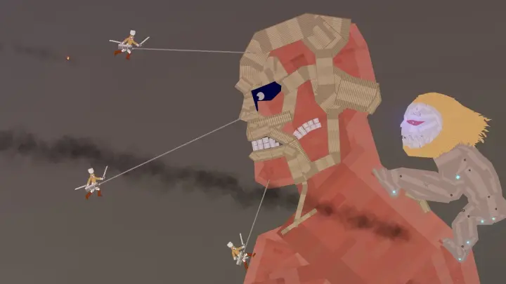 Colossal Titan and Jaw Titan Attack Pradis Island in People Playground