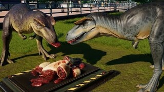 Jurassic World Evolution - 2 Albertosaurus & 2 Carnotaurus Breakout & Fight! (1080p 60FPS)