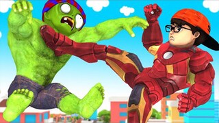 Hero Nick IronMan vs Giant Zombie - Scary Teacher 3D Funny Animation