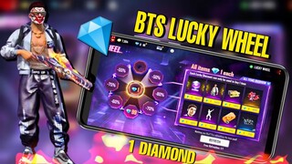 Free Fire BTS Lucky Wheel Event! Got 1💎 Diamond All Items!😆