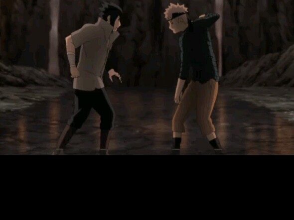 Sasuke đánh cắp charka để kết thúc thị lực của Naruto đột nhiên yếu đi, cả hai cố gắng hết sức để ra