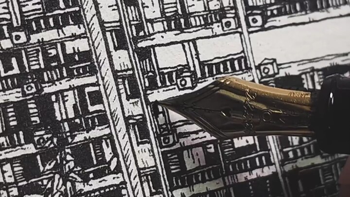 Thử thách cực hạn vẽ tay kiến trúc bằng nét đơn của con người