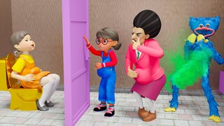 Squid Game & Huggy Wuggy vs Scary Teacher 3D Green Light Red Light Toilet - Honeycomb Candy Shape