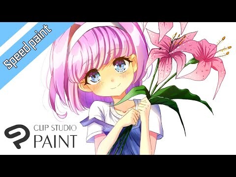 " Pink Flower " anime digital speed painting CLIP STUDIO PAINT illustration NO.01