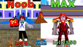 Noob to Max Lvl 1-2550 Using Awakened Magma and Becoming Admiral Akainu in Bloxfruits