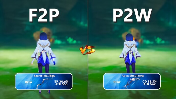 Yelan F2P vs P2W Comparison !! How much is the difference?? [ Genshin Impact ]