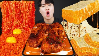 ASMR MUKBANG 불닭볶음면 양념 치킨먹방! 난 벌집꿀 & 레시피 FIRE NOODLES AND FRIED CHICKEN EATING SOUND!