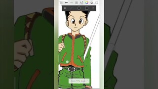 رسم وتلوين غون  من انمي القناصdrawing -painted Gon  hunterxhunter