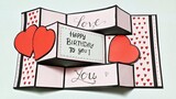 Cách làm thiệp sinh nhật tặng bạn / Thiệp kéo hình trái tim / Birthday Gift Card
