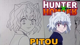 menggambar pitou dari anime hunter x hunter