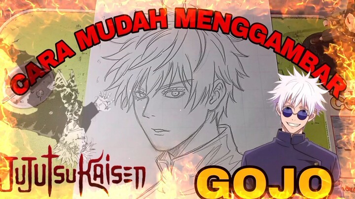 cara yg sangat mudah menggambar anime jujutsu kaisen, gojo