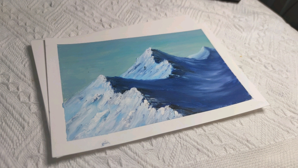 Hội họa] Quá trình vẽ tranh núi tuyết bằng sáp dầu - Bilibili