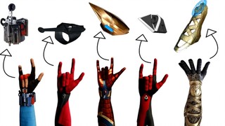 Spider-Man web shooters of various versions