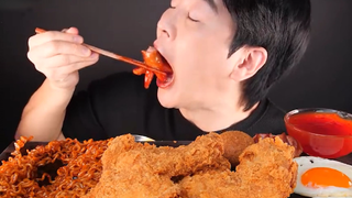 Mukbang mì tương đen và gà rán ASMR  #food