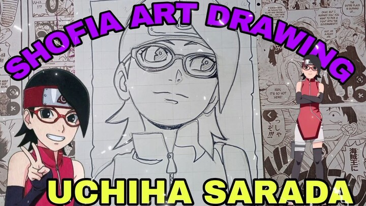 drawing uchiha sarada dari anime boruto