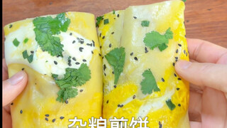 懒人版杂粮煎饼果子，再来一碗紫菜蛋花汤，中式早餐幸福满满