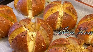 Bánh mì phô mai bơ tỏi/cream cheese garlic bread_Công thức đơn giản cho bánh siêu hấp dẫn_Bếp Hoa