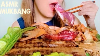 ASMR MUKBANG GRILLED SEAFOOD PORK LIEMPO AND VEGGIES WITH SOJU | EATING SHOW | NO TALKING
