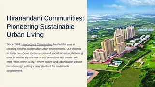 Hiranandani Communities Pioneering Sustainable Urban Living