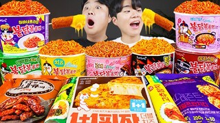 ASMR MUKBANG 편의점 핵불닭 미니!! 떡볶이 & 핫도그 & 치즈 피자 FIRE Noodle & HOT DOG & CHEESE PIZZA EATING SOUND!