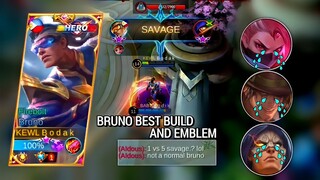 1 VS 5 SAVAGE | BRUNO BEST BUILD AND EMBLEM MLBB - Master Bodak