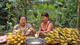 Tận Dụng Chuối Chín Cây Làm Một Xửng Chuối Chưng Ăn Thế Cơm Trong Ngày Bão Lớn | TKQ & Family T1053