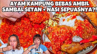 KACAU! BEBAS NASI, SAMBAL SETAN SEPUASNYA! AYAM KAMPUNG NYA GEDE2 DAN MURAH