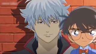 "Gintama" × "Thám tử lừng danh Conan" Gintoki bị Kagura ném bóng vào xưởng vẽ Conan?! Tên samurai vô
