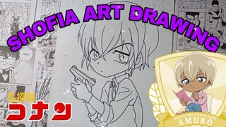drawing chibi amuro dari anime detektif Conan part.1