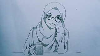 PEMULA WAJIB TAU !! CARA MENGGAMBAR ANIME MUSLIMAH MEMAKAI KACA MATA