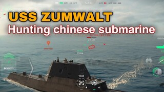 Modern Warships: destroyer USS ZUMWALT Hunting chinese submarine.