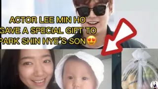 Lee Min ho gave a special gift to "Park Shin Hye's Son" :)
