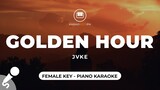 Golden Hour - JVKE (Female Key - Piano Karaoke)