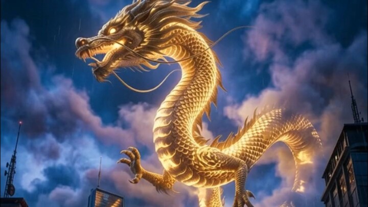 《中国龙突然出现在现代城市》 A Chinese Dragon Suddenly Appears in a Modern City.#中国龙 #中国神话 #AI生成 #AI视频 #中国风 #国风 #东